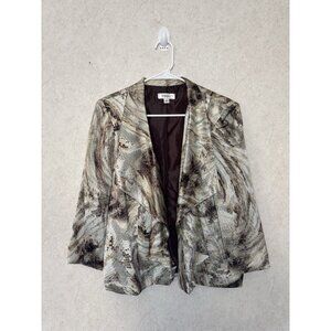 DRESSBARN Snakeskin Drape Front Open Blazer Jacket Career Office Business Lux L